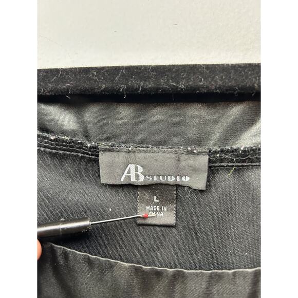 AB Studio Shirt Womens Large Ikat Print Short Sleeve Satin Trim Top‎ - Picture 4 of 10